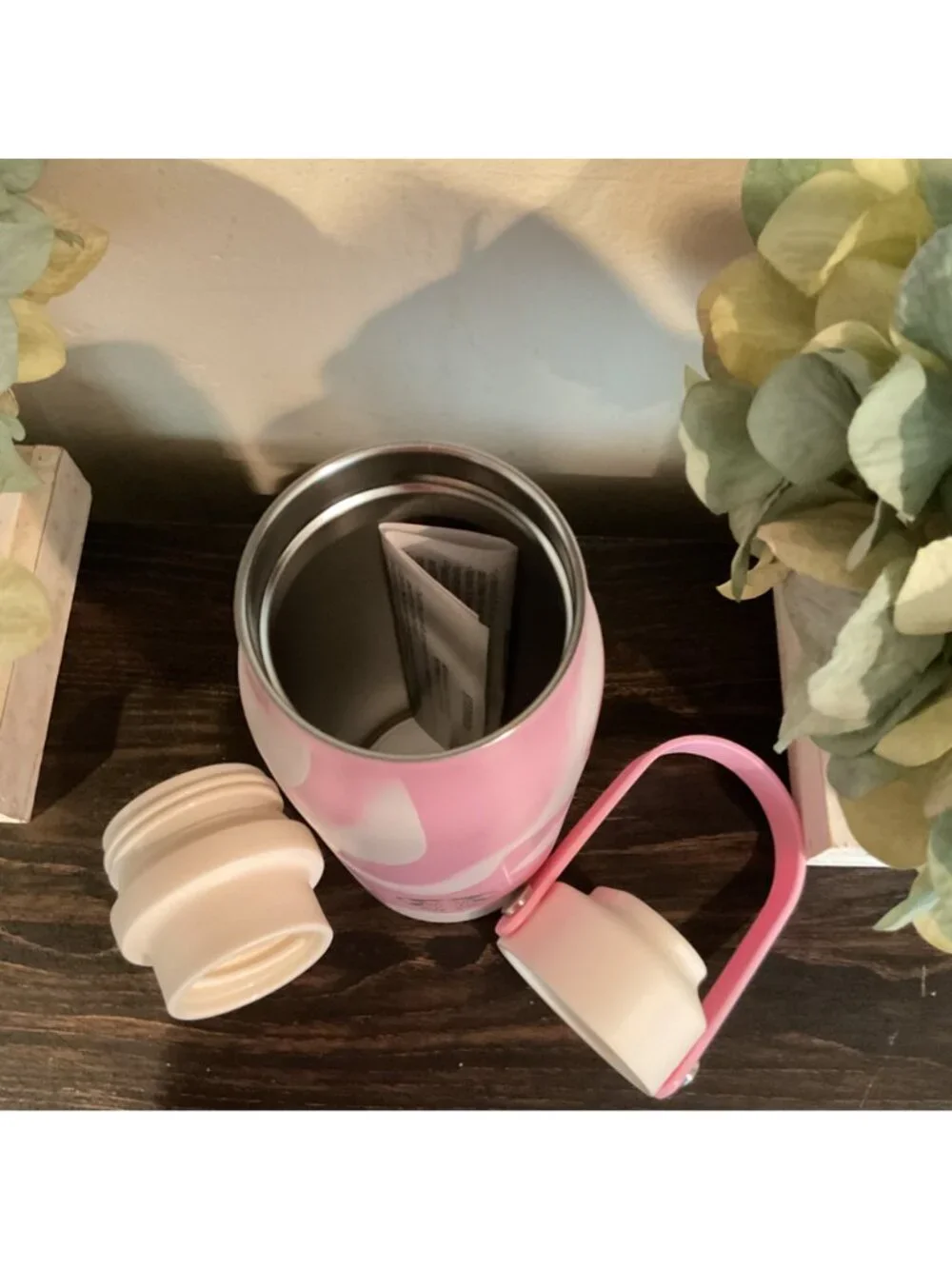Starbucks Pink Swirl Stainless Steel Water Bottle 18oz With Handle BPA-Free Limi